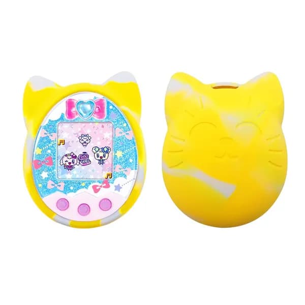 Силиконовый чехол для Tamagotchi Meets с котёнком и шнурком, жёлтый