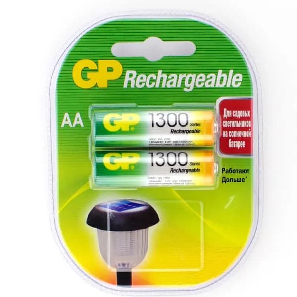 Аккумулятор (2шт) пальчиковый GP HR6 (AA) Ni-MH 1300mAh 1.2В (бл2)