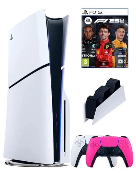PS5 (ПС5) Игровая приставка Sony PlayStation 5 Slim disc + 2-й геймпад(розовый) + зарядное + игра Формула 1