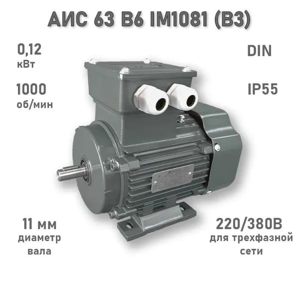 Электродвигатель ЭЛМАШ АИС 63 В6 IM1081 (B3) (0,12 кВт 1000 об/мин)