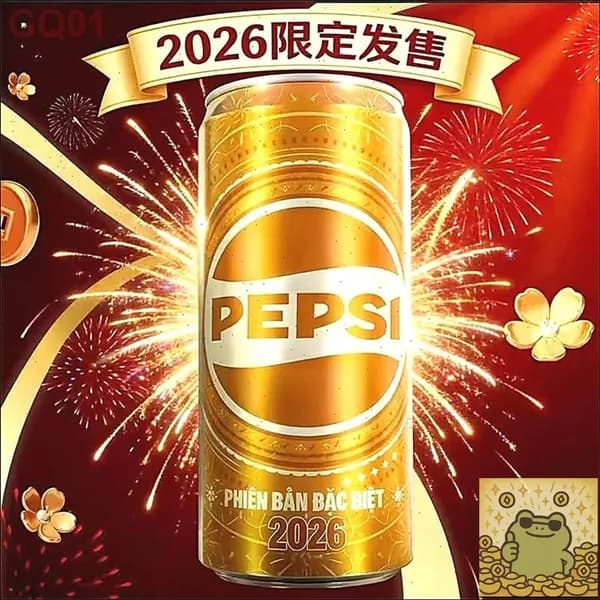Золотая коллекционная банка газированного напитка Pepsi 2026 года