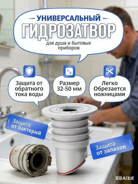 Сухой силиконовый гидрозатвор 32-50 мм для душевого трапа и канализации защита от запахов