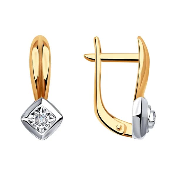 Золотые серьги DIAMANT-ONLINE с бриллиантом 585 пробы