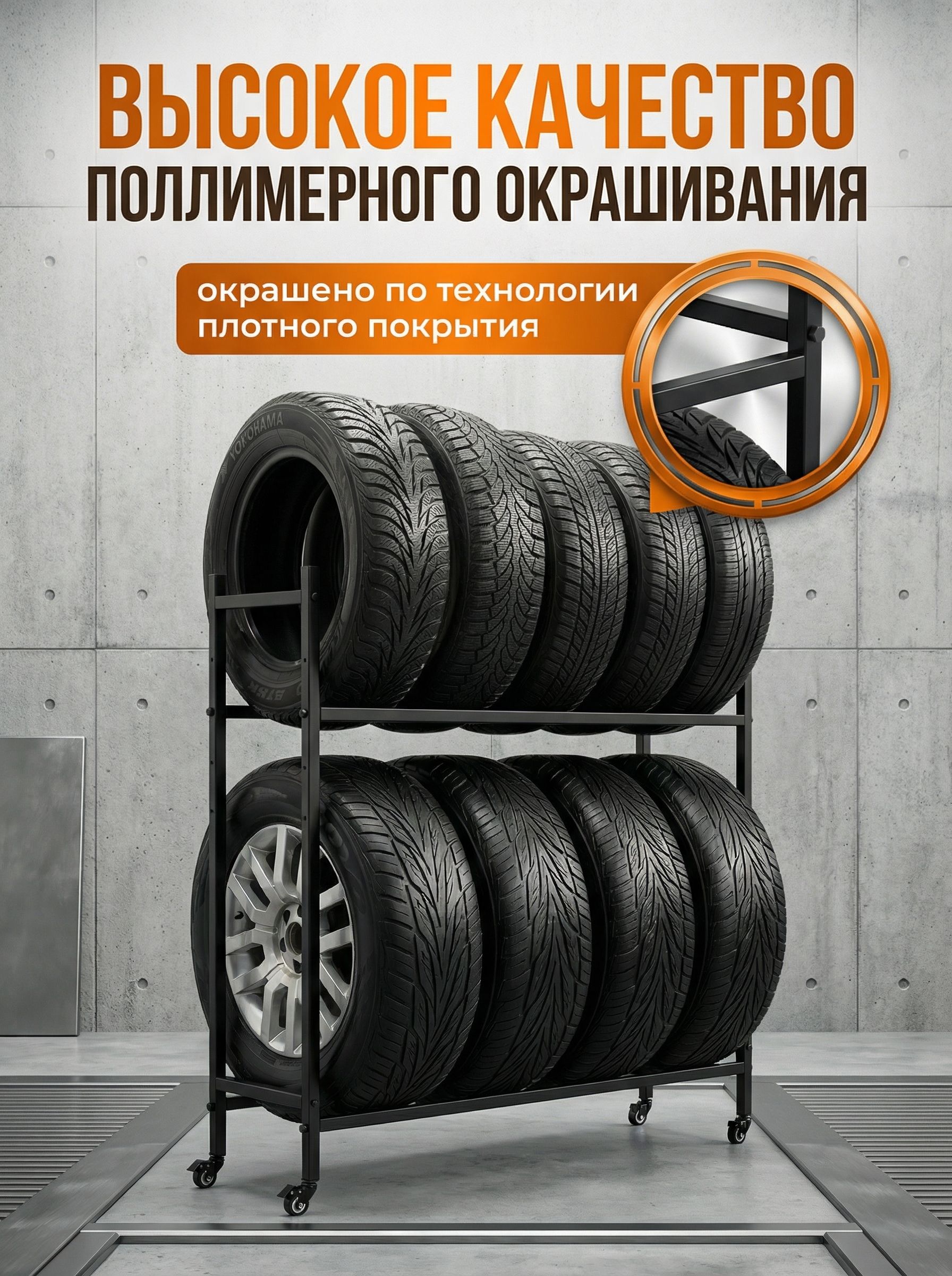Стеллаж для колес на колесах
