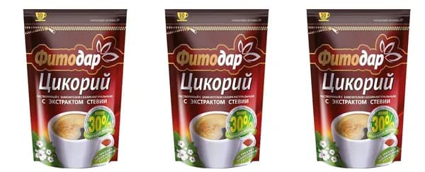 Фитодар Цикорий растворимый, стевия, 100 гр, 3 уп/