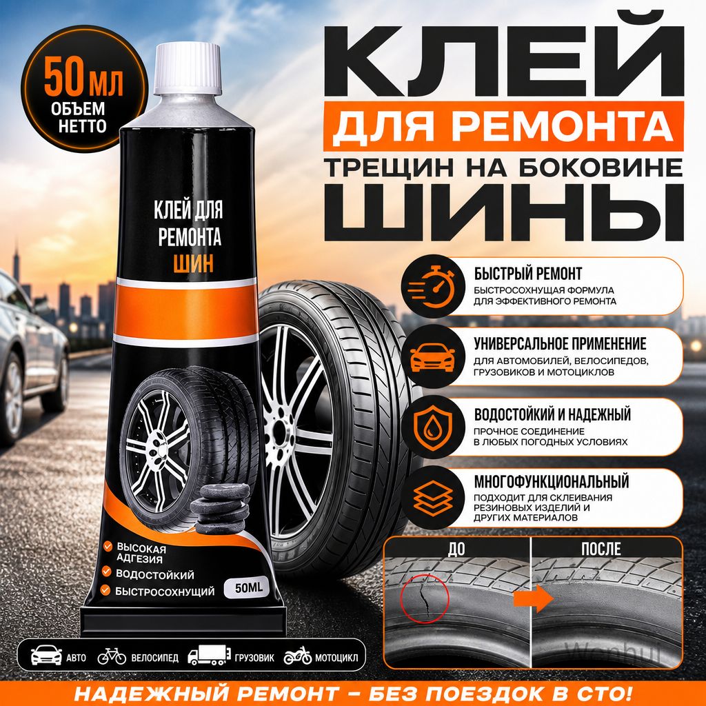Клей шиноремонтный, 50 мл, 1 шт.