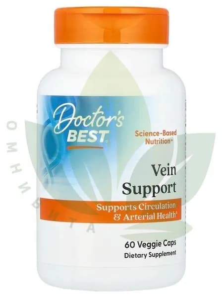 Диосмин, гесперидин, витамин К2 Vein Support, для вен и сосудов, 60 капсул