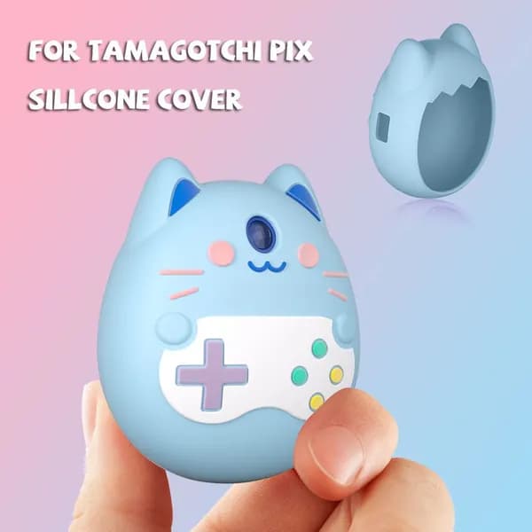 Силиконовый чехол для Tamagotchi Pix в виде кошки с ремешком