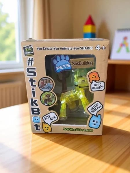 Игровой набор Stikbot (Стикбот) 1 шт, желтый Подвижные фигурки стикбульдог на присосках для анимации, Новая прочная упаковка, Подарок для детей