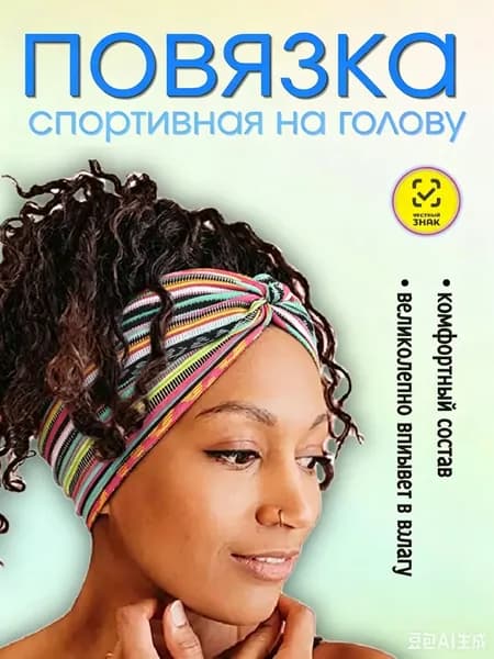 Повязка на голову спортивная, размер: 8 (M)