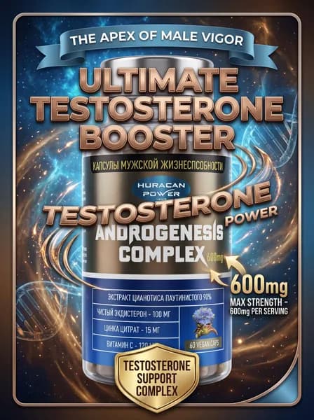 AndroGenesis complex / Тестостерон для мужчин, huracan power, бустер тестостерона, для набора мышечной массы, / 60 капсул