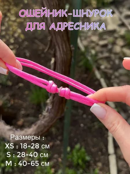 Ошейник-Шнурок для адресника из паракорда, малиновый, XS (18-28см)