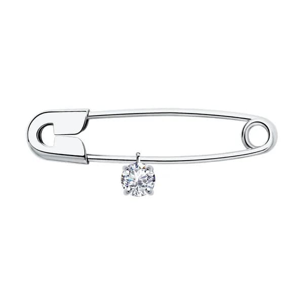 Diamant, Брошь из серебра с фианитом, 94-140-01360-1, булавки, 925 проба