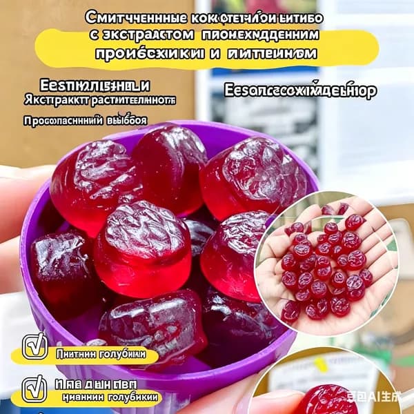 Экстракт черники с лютеином в жевательных конфетах, поддержка зрения, 60 шт