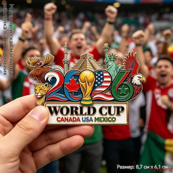 2026 Чемпионат мира по футболу металлический магнитик на холодильник