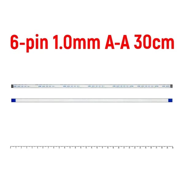 Шлейф FFC 6-pin Шаг 1.0mm Длина 30cm Прямой A-A AWM 20624 80C 60V VW-1