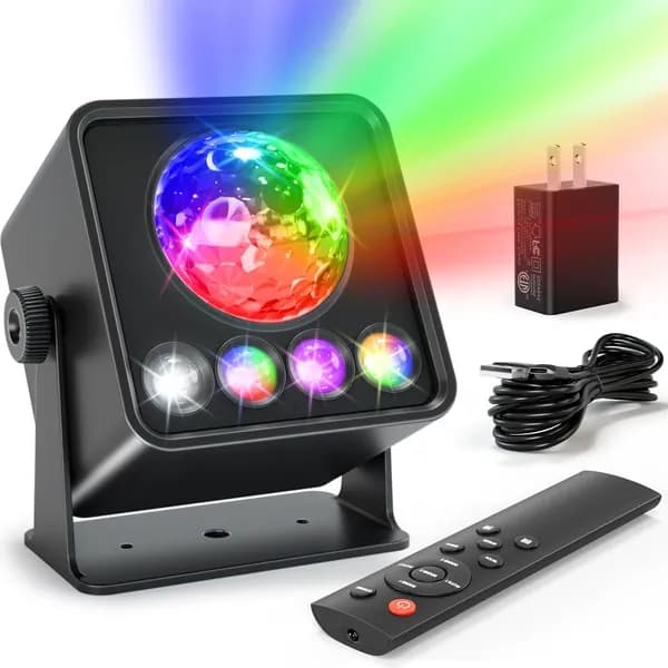 Диско-шар проектор с пультом ДУ RGB+UV лампа для вечеринки и домашнего декора свет