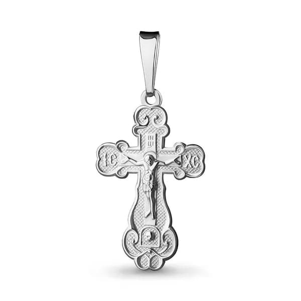 крестик серебро, детский, женский, AQUAMARINE, освященный