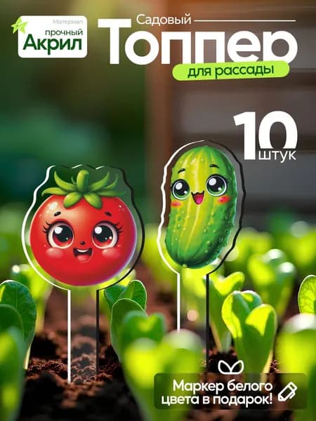 Таблички садовые для растений и рассады, бирки многоразовые для маркировки, ярлыки Огурец и помидор 10 шт