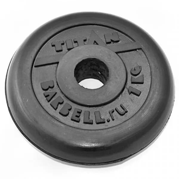Диск (блин) обрезиненный TITAN Barbell 1 кг (d26)