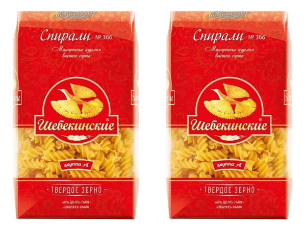 Шебекинские Макаронные изделия спирали 450г, 2 уп.