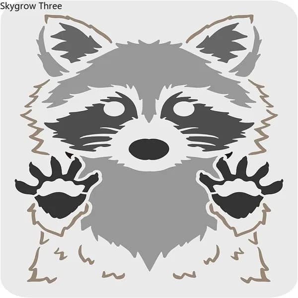 1 шт. Пластиковые многоразовые трафареты для рисования, шаблоны для рисования на ткани, плитке, напольной мебели, дереве, прямоугольный узор с изображением енота