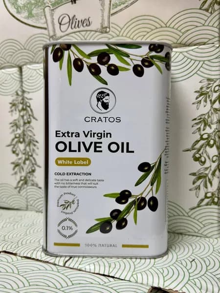 Оливковое масло Cratos Extra Virgin Olive Oil нерафинированное первого холодного отжима, Греция, 1 л, жестяная банка