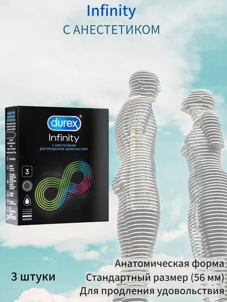 DUREX Infinity Презервативы 3 шт гладкие с анестетиком