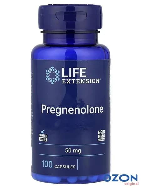 Прегненолон Life Extension Pregnenolone (прекурсор DHEA), 50 мг 100 веганских капсул