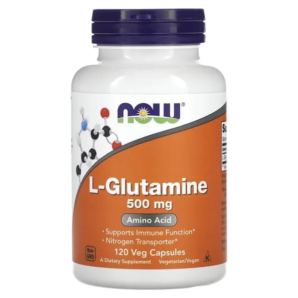 Глютамин в капсулах NOW Foods L-glutamine 500 мг, 120 вегетарианских капсул