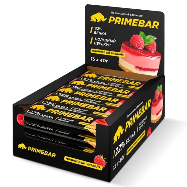 Протеиновый батончик PRIMEBAR - Малиновый чизкейк (15 шт по 40 гр)/Prime Kraft (Прайм Крафт)