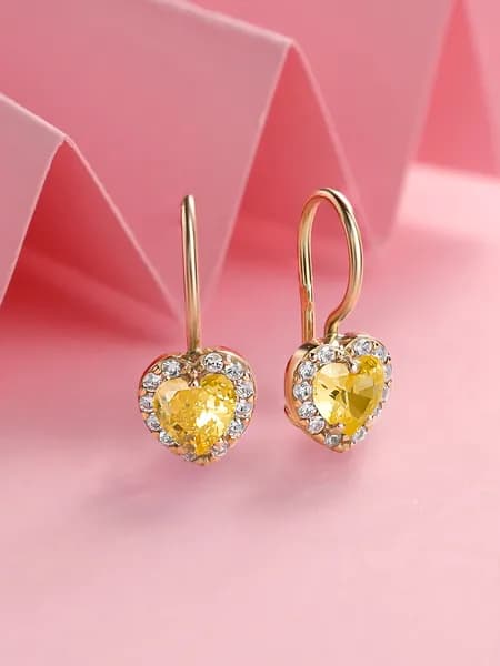 Серьги Сердечки серебро 925 фианитами
