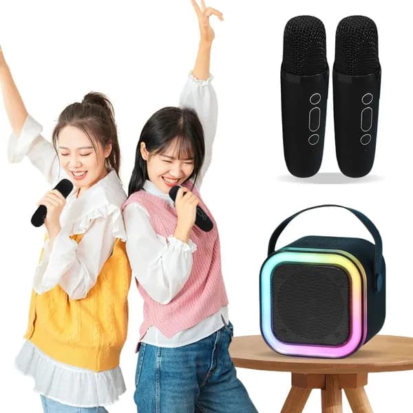 Портативная колонка K12 с двумя микрофонами, Bluetooth 5.3, RGB-подсветка, встроенный аккумулятор