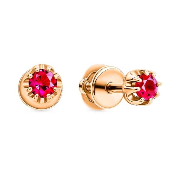 Серьги женские с рубинами синтетическими из красного золота 375 пробы 585GOLD