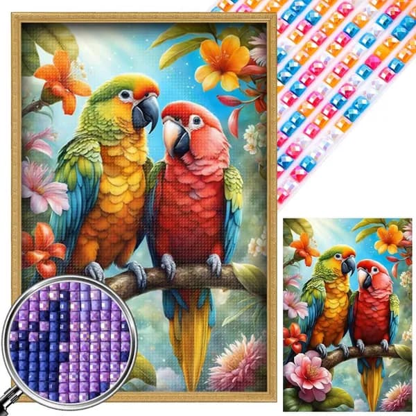 5D DIY Алмазная картина Попугаи (45 65 см), полная и частичная выкладка, квадратные стразы AB