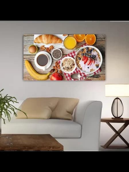 Картина на холсте, 60x110, Ягоды мюсли фрукты орехи