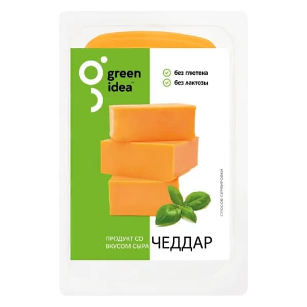 Сыр растительный Чеддер 150 г, Green Idea, нарезка