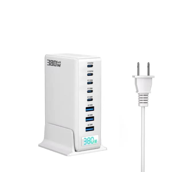 Зарядная станция USB-C 380W 8 портов, Белый