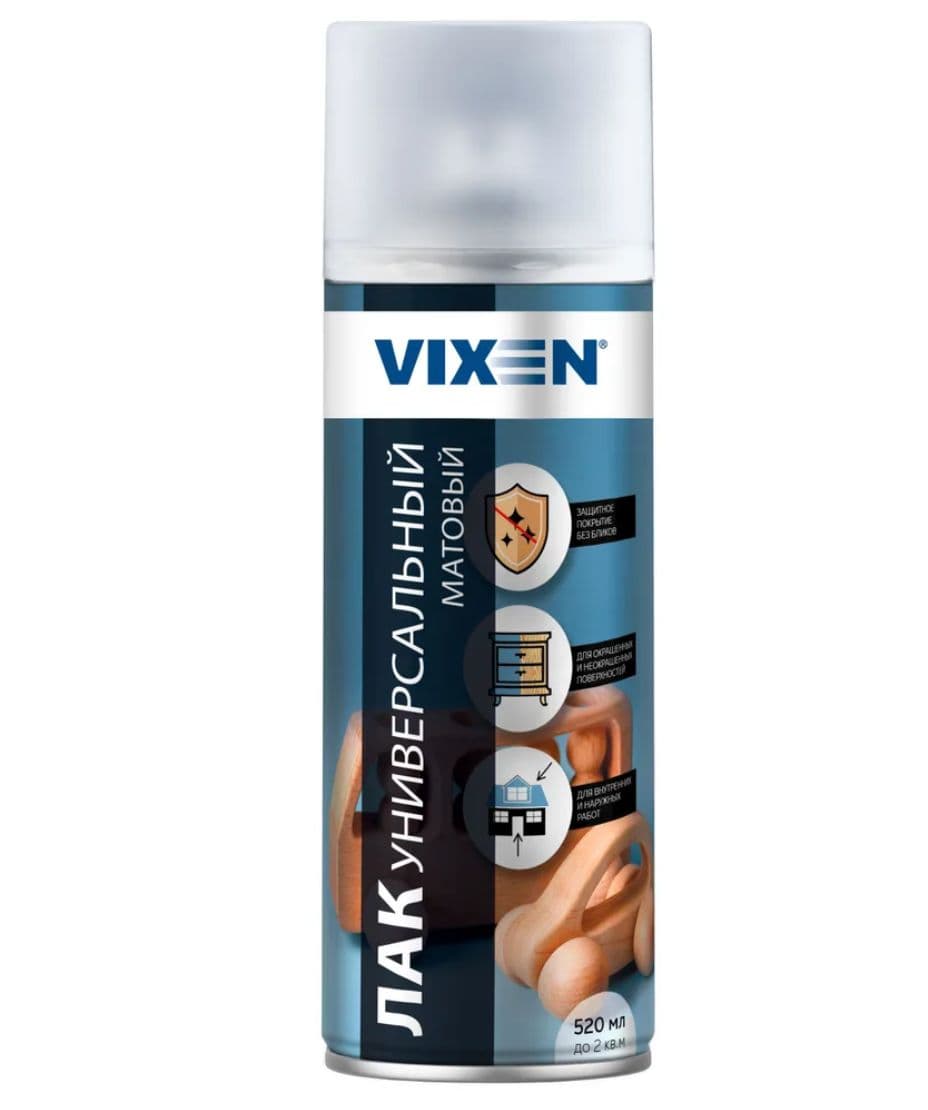 Лак универсальный акриловый матовый VIXEN, аэрозоль, 520мл, VX24001