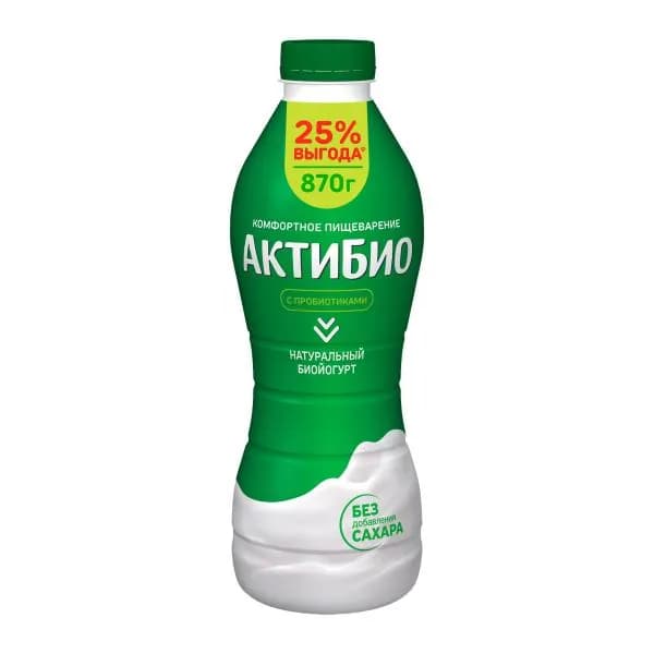 Биойогурт Актибио питьевой натуральный 1.8% 870г