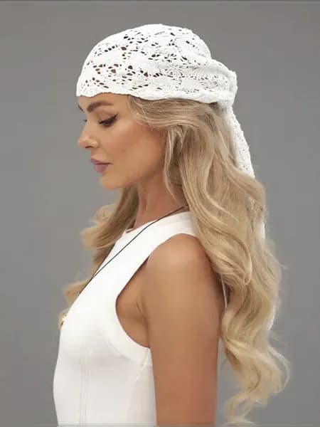 Косынка вязаная ажурная летняя бандана кроше платок