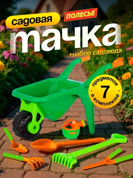 Тачка детская садовая тележка для песочницы дачи пластиковая
