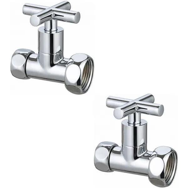 Кран латунный для полотенцесушителя с крестовым махов. 1/2"Гайка x 3/4"Гайка