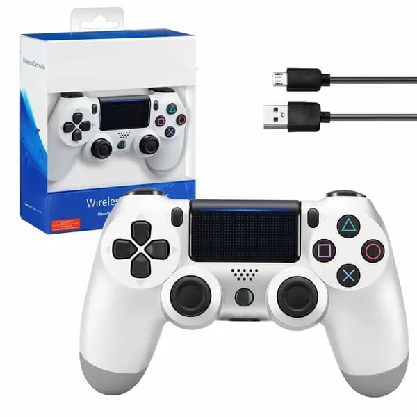 Геймпад Джостик PS4 DualShock беспроводной белый, Bluetooth, белый