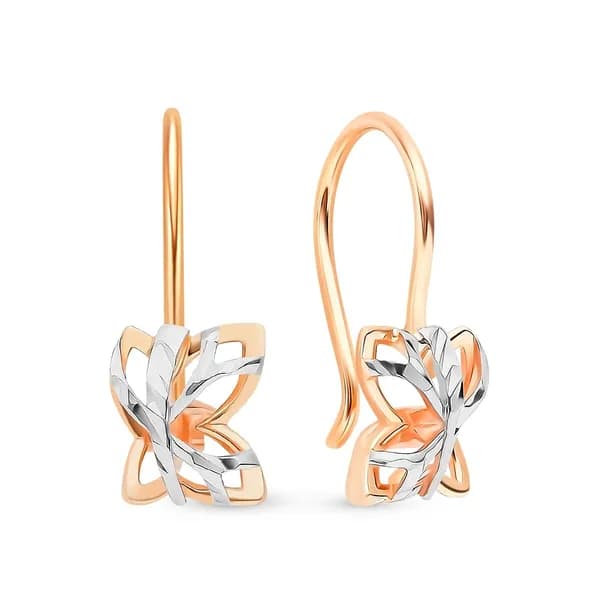 Серьги Бабочка детские из красного золота 375 пробы 585GOLD