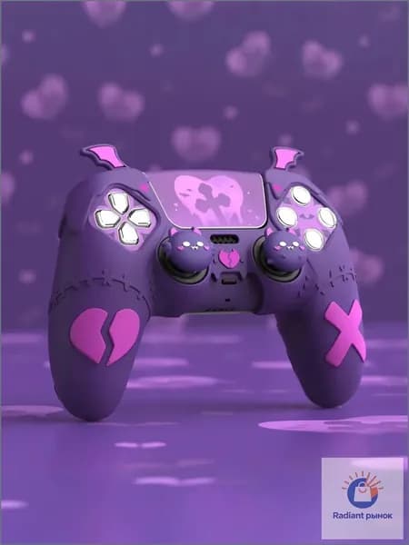 PlayVital силиконовый чехол Gothic Imp Series для геймпада PS5, антискользящий, с 4 насадками на стики и 6 стикерами, совместим с зарядной станцией, фиолетовый