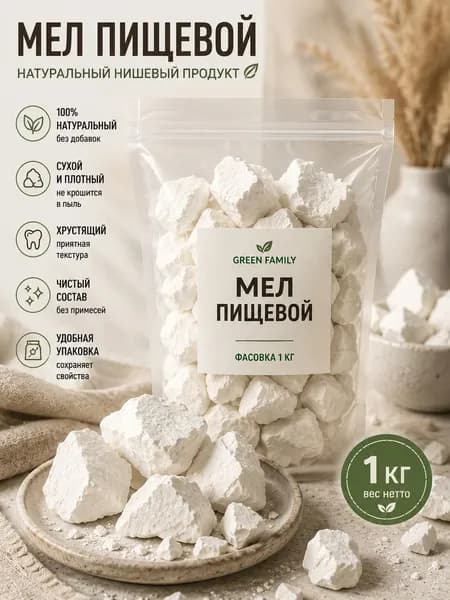Мел пищевой 1 кг сорт волоконовка натуральный, без примесей