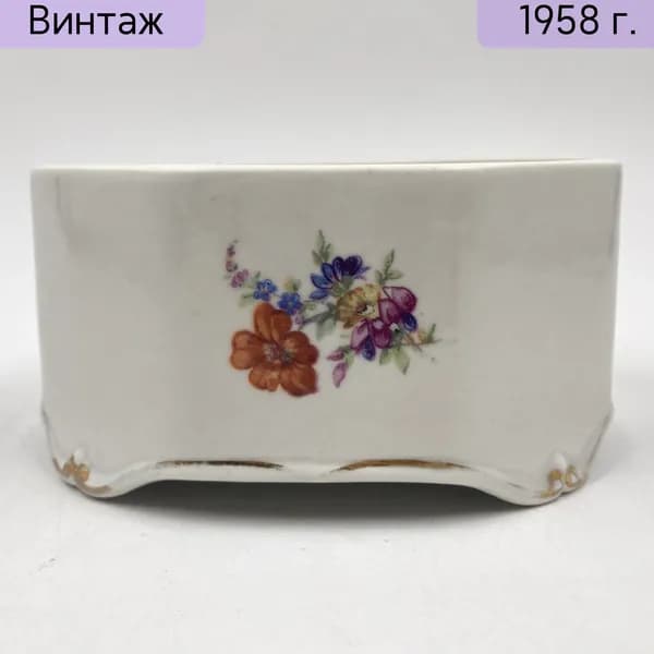 Винтажная фарфоровая шкатулка Мейсенский букет Рижский фарфоровый завод СССР 1953-1962