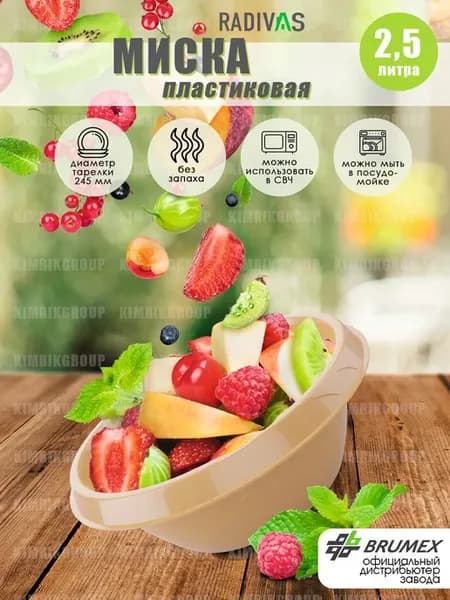 Салатник пластиковый для дачи и пикника 2,5 литра