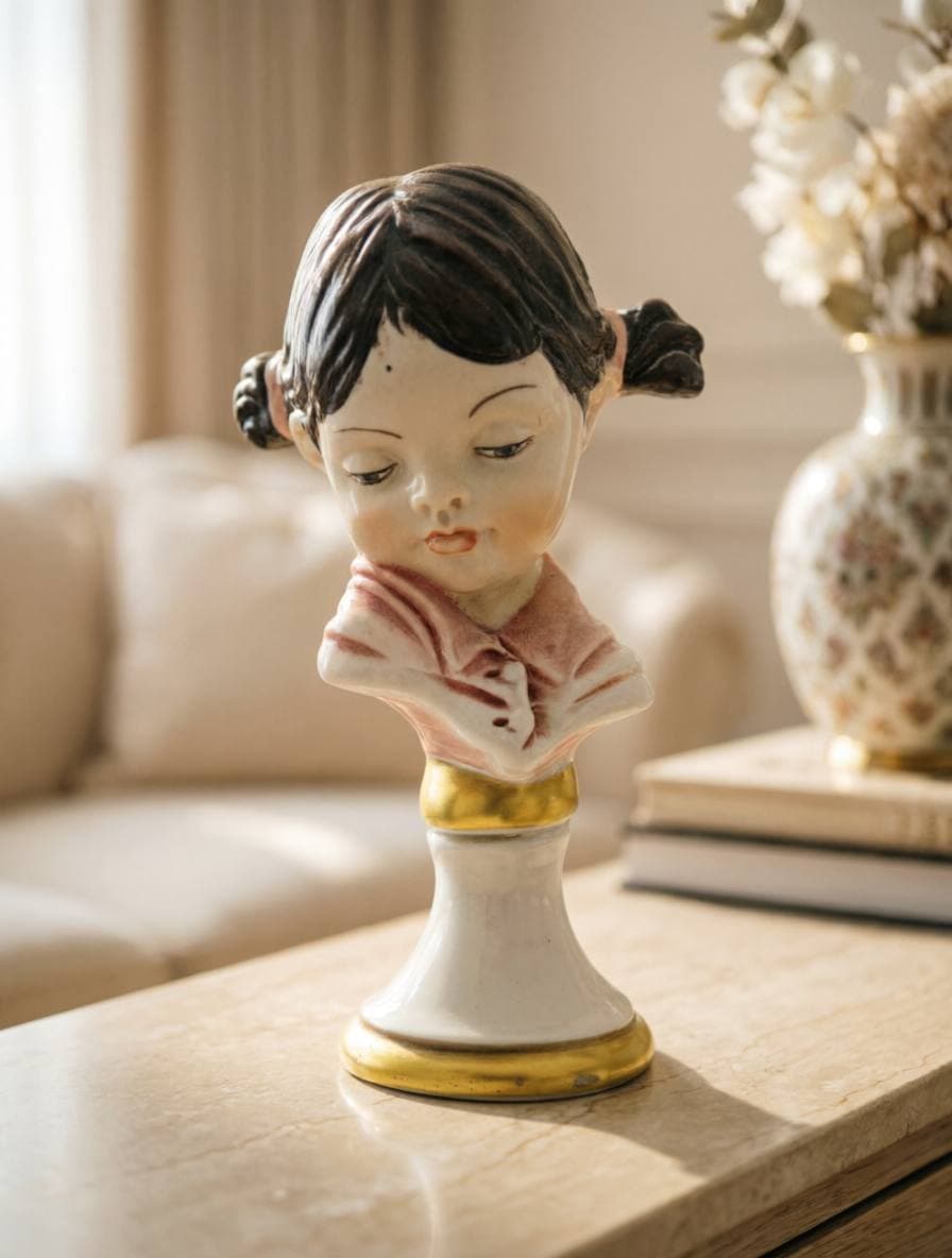 Винтажная статуэтка-бюст Capodimonte, фарфор, Италия 1960-е, отличное состояние.